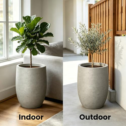 Kante Weathered Concrete Planter 9.1" Dia All-Weather Round Small Pot - color: Rustic Concrete, size: 11.8 Inch Tall