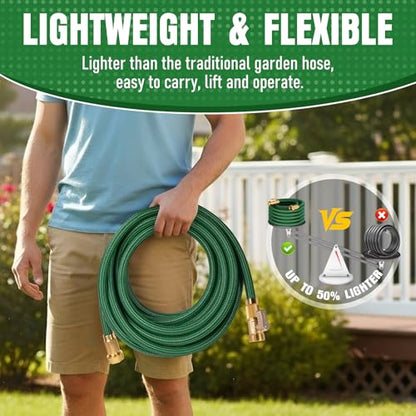 Garden Hose 95 ft, Non-Expanding Lightweight Kink-Free Flexible Water Hose - color: Green, size: 95ft
