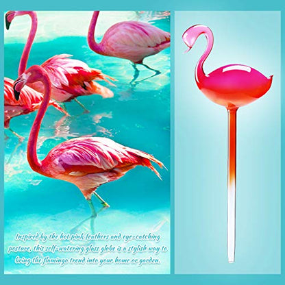 NiHome Self Watering Globes 2 Pack Glass Plant Waterer Flamingo Pink 10in - color: pink
