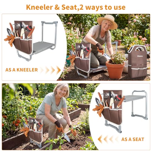 Garden Kneeler and Seat, Portable Kneeling Bench for Gardening - color: Brown-modle C
