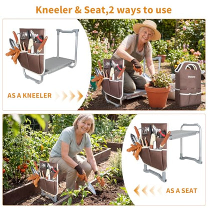 Garden Kneeler and Seat, Portable Kneeling Bench for Gardening - color: Brown-modle C