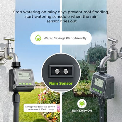 Sprinkler Timer for Garden Hose, Programmable Watering Timer with Rain Delay, Outdoor Automatic& Manual Irrigation Controller System for Lawn/Yard/Greenhouse V104 - color: Light Gray