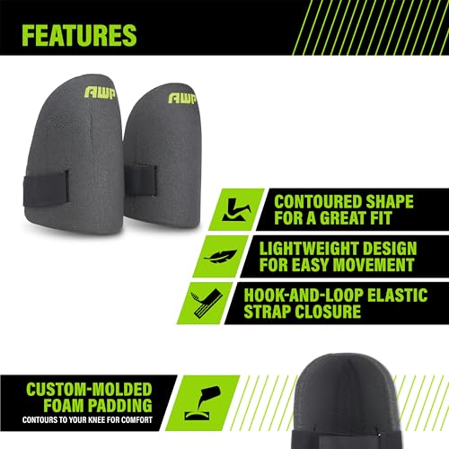 AWP Ultralight Knee Pad | Custom Molded Foam Work Knee Pads for Hardwood, Laminate, Tile, Landscaping, Gardening & More | One Size (Pack of 2) - size: 1 Pair (Pack of 2)