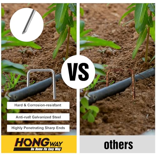 HongWay 120 Pack Landscape Staples, 6 Inch Garden Stakes Galvanized Steel - size: 6 Inch, 120pcs