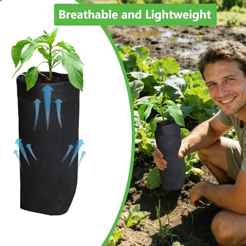 50PCS Deep Nursery Grow Bags, Black Plant Grow Bag for Starting Rooted Plants Vegetable, Flower, Seedling Tree Seedling Pots, 13.5" H Before Loading Soil - size: 13.5''H