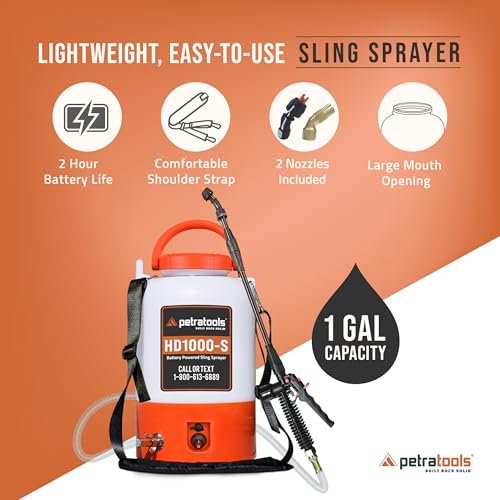PetraTools HD1000-S 1 Gallon Electric Sprayer - 2-Hour Runtime, 2 Nozzles - size: 1 Gallon Standard