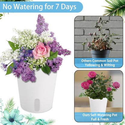 Self Watering Pots For Indoor Plants, 10 Pack 3.7 Inch Planters With Wick