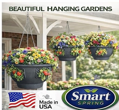 Ultimate Hanging Baskets - Strawberry, Tomato, Flower, and Herb Outdoor Planters - Use Garden Pots for Growing Plants Outside On A Deck, Fence, or Balcony (2) - color: Gray
