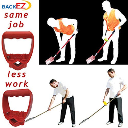 Back-Saving Tool Handle Attachment, EVR-Grip Upgrade, Labor-Saving Ergonomic Shovel Add-on Handle, RED - color: Red