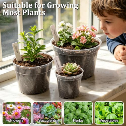 RooTrimmer 15 Pack 8/6/4 Inch Clear Nursery Pots with Drainage Hole, Transparent Plastic Plant pots, Sturdy Planting Starter Pots for Seedlings Herbs Flowers Vegetable (Clear-15P) - color: Clear, size: Mix 4/6/8 Inch 15 Pack