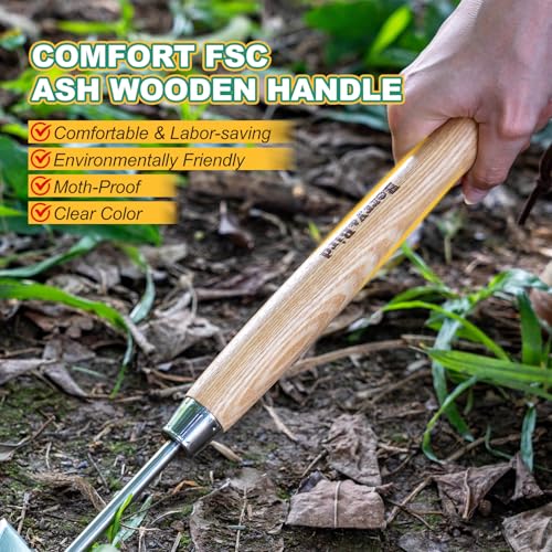 Triangle Hand Hoe, 15.2’’ Winged Weeder Tool with Wood Handle - color: Short Handle Winged Weeder, size: Length: 15.2inches