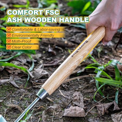 Triangle Hand Hoe, 15.2’’ Winged Weeder Tool with Wood Handle - color: Short Handle Winged Weeder, size: Length: 15.2inches