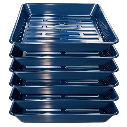 6 Packs Square Plant Saucer Pot Tray, 8 inch Blue Flower Planter Saucers and Drip Trays - color: Blue, size: 8" - 6 Pack
