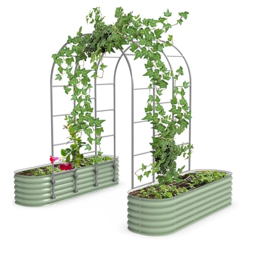 Vego Garden Modular Arched Trellis System 4.5' Long Trellis for 2.0' x 6.5' or 3.5' x 6.5' or 2.0' x 8.0' Garden Bed for Climbing Plants like Cucumber Beans Tomatoes & Vines (Garden Beds Not Included) - size: 4.5 Ft Long