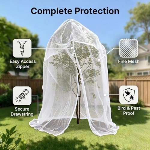 10x10x10Ft Fruit Tree Netting Cover Zipper Drawstring Garden Pest Mesh - size: 10x10x10Ft