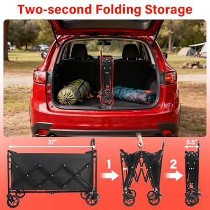 Collapsible Wagons Carts Foldable, 500LBS Heavy Duty Wagon Cart Foldable - color: Red