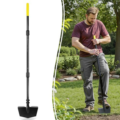 Colwelt Edger Lawn Tool Extra-Tall 52.4'', Garden Edger Chopper with V-Shape Tempered Blade, Half Moon Lawn Edger Tools with XL Solid Steel Handle, Grass Edger Tool Manual for Yard Landscaping Edging