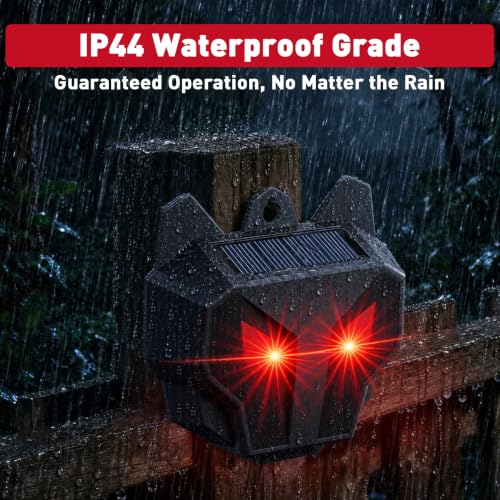 4 Pack Solar Nocturnal Animal Repeller with Red LED Flashing Lights – Effective Coyote, Raccoon, Skunk, Deer & Hawk Deterrent – Waterproof Predator Lights for Yards, Gardens & Chicken Coops