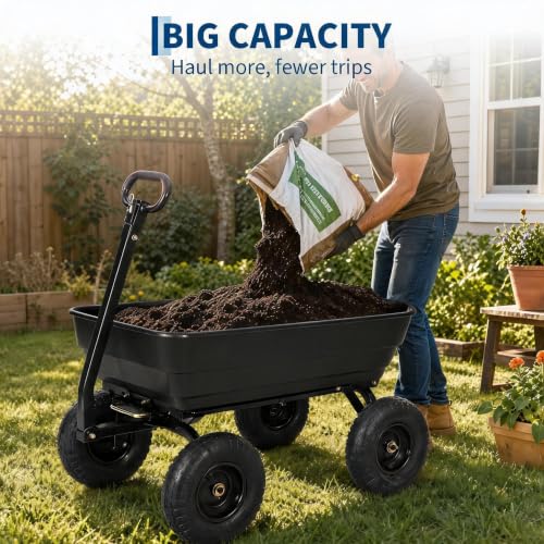 Heavy-Duty Utility Garden Dump Cart, 1200Lbs Capacity - size: 1200LBS