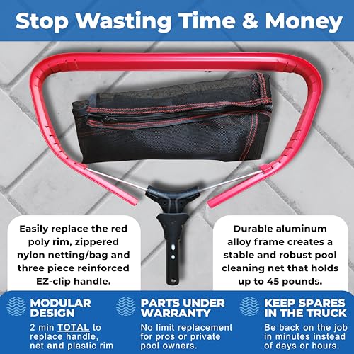ProTuff 490 Promise 19.5in Pro Pool Leaf Rake Net, Deep Bag Skimmer - size: PRO 19" Leaf, style: PRO – Lifetime
