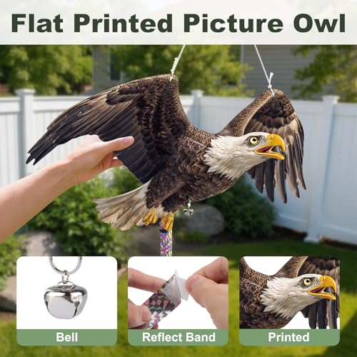 4 Pack Eagle to Scare Pigeon Woodpecker Animals Away, Outdoor Hanging Plastic Fake Eagle Scarer with Reflective Tape for Keep Animals Away from Contryard Patio Yard Porch Balcony Window - color: 4pcs-black Eagle 03