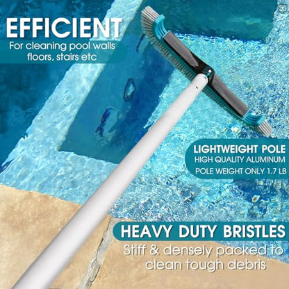 Swimming Pool Cleaning Kit - Pool Skimmer Rake Net with Pole and Brush Head