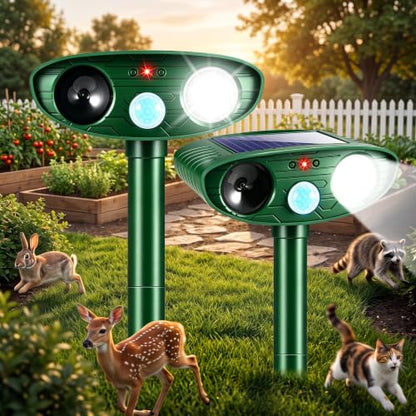 2026 Upgraded Solar Ultrasonic Animal Repellent Outdoor for Yard 2-Pack