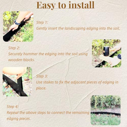 5Pcs - 48'' L x 6'' H Steel Landscape Edging Edging for Landscaping Hammer in Metal Landscape Edging Border for Garden Courtyard No-dig Hammer in Edging with Gloves(20FT Total Length) - color: 48'' L x 6'' H, style: 5 Pack