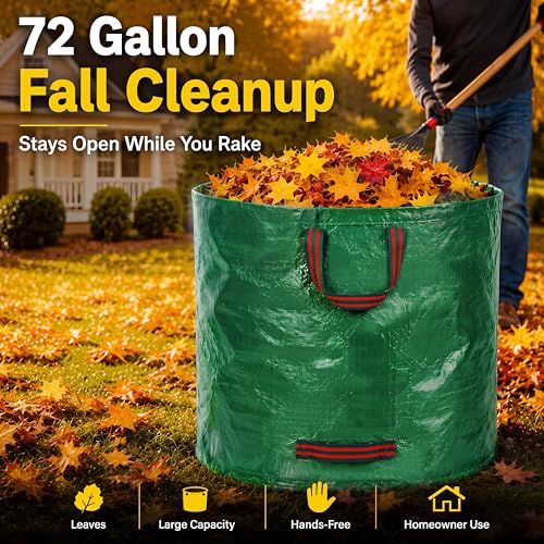 72 &18 Gal Reusable Yard Waste Bags, Lawn bags for Leaves & Lawn Cleanup - size: 1 Count (Pack of 2)