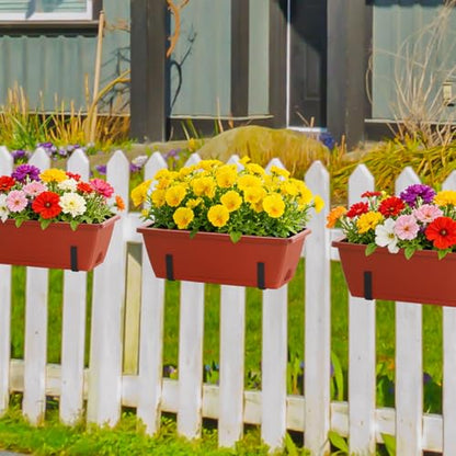 CADUKE Railing Planter Box, Deck Railing Flower Boxes 16.9 Inches Red - color: Red