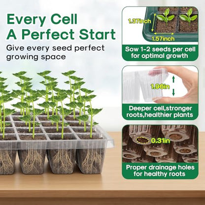 BlumWay Seed Starter Tray with Grow Light, Humidity Dome, 4 Pack 160 Cells - size: 4 Pack 160 Cells
