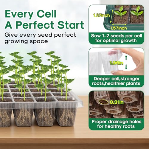 BlumWay Seed Starter Tray with Grow Light, Humidity Dome, 3 Pack 120 Cells - size: 3 Pack 120 Cells
