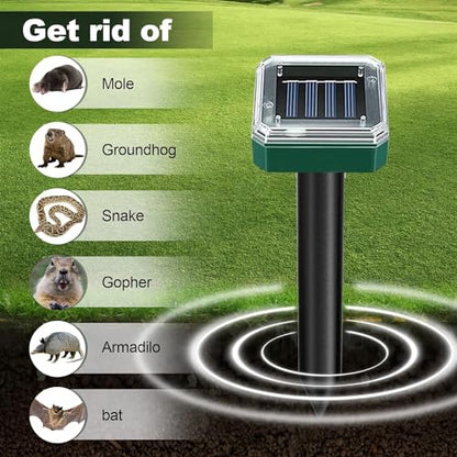 12 Pcs Tirgo Ultrasonic Solar Powered Mole & Snake Repellent Stake Outdoor