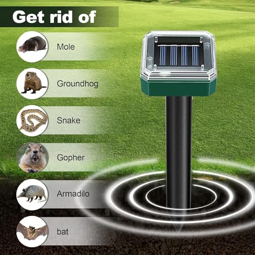 12 Pcs Mole Repellent Solar Powered Ultrasonic Snake Away for Yard Pet Safe