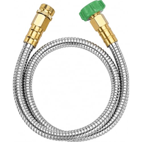 Short Metal Garden Hose 3 ft Connector, Stainless Steel Small Hose Extension Adapter for Hose Reel, Long, Flexible, Lightweight & Heavy Duty Water Pipe, No Kinking Outdoor Water Hose for Yard, 3 Feet