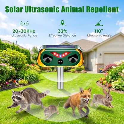 Solar Ultrasonic Animal Repellent Outdoor with Motion Detection, 2 Pack - size: 2-Pack