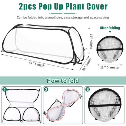 2 Pack Garden Covers for Raised Beds, 45"X22"X16", Freeze Protection - size: 2Pack