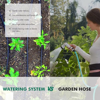 Soaker Hose Kits with Connectors and Fittings Save 70% Water, - color: 50ft Soaker hose with 25ft garden hose