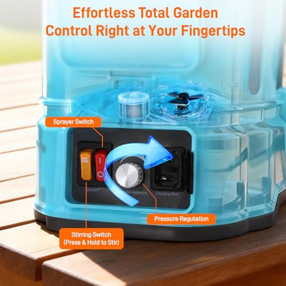 Backpack Garden Sprayer, 4.2 Gallon Electric Weed Sprayer w/ 5 Nozzles, Stir & Pressure Adj, Telescopic Wand, Battery Indicator, Battery Powered Rechargeable Auto Pump Sprayer for Yard, Lawn