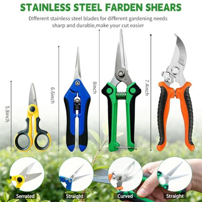 HoMaNa 4 Pack Garden Shears Pruning Set, Stainless Steel Multi-Blade - color: Multicolored
