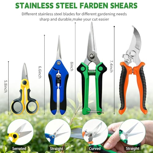 HoMaNa 4 Pack Garden Shears Pruning Set, Stainless Steel Multi-Blade - color: Multicolored