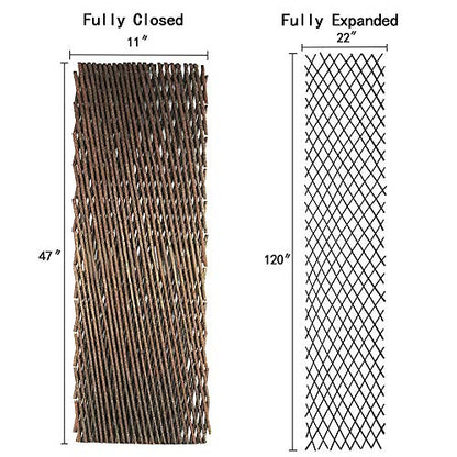 Natural Lattice Willow Trellis Fence for Climbing Plants,Expandable Garden Fence Wall Panel, Outdoor Decorative Wood Fence (4 Pieces)