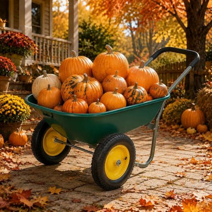 Dual-Wheel Wheelbarrow, 4.5 Cu Ft, 13" Pneumatic Tires - color: 4.5cbf|dark Green