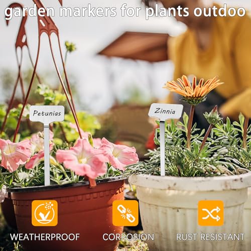 304 Stainless Steel Plant Label, 20 Waterproof Metal Plant Label Stakes and Marker Pen, 7.87" Garden Markers for Outdoor Indoor Plants Identification. - size: 7.87inch