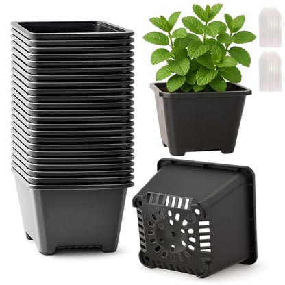 25 Packs Square Nursery Pots for Plants 4 Inch Seedling Pots with Holes - size: 4 Inch