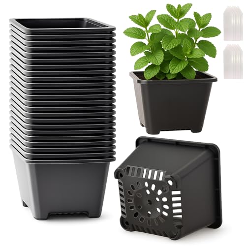 25 Packs Square Nursery Pots for Plants 4 Inch Seedling Pots with Holes - size: 4 Inch