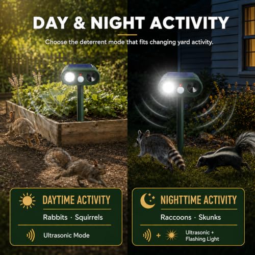 Solar Ultrasonic Animal Repellent Outdoor, Deer Repellent Devices, 4 Pack