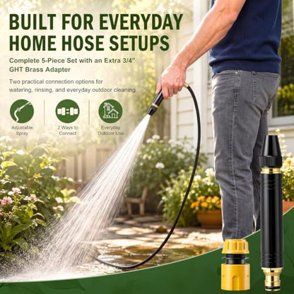 3 Pack High Pressure Water Hose Nozzle with Connector for Us Garden Hoses