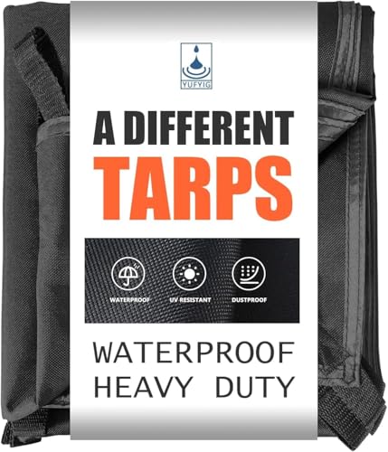 10x10ft Black Tarp Heavy Duty Waterproof, Oxford Fabric Cover 20mil - size: 10x10ft