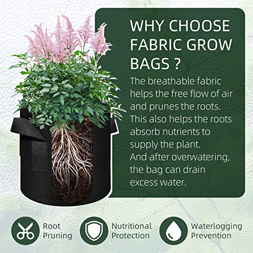 10 Gallon Grow Bags, Black Fabric Pots with Handles(20 Pack) - color: 20 Pack